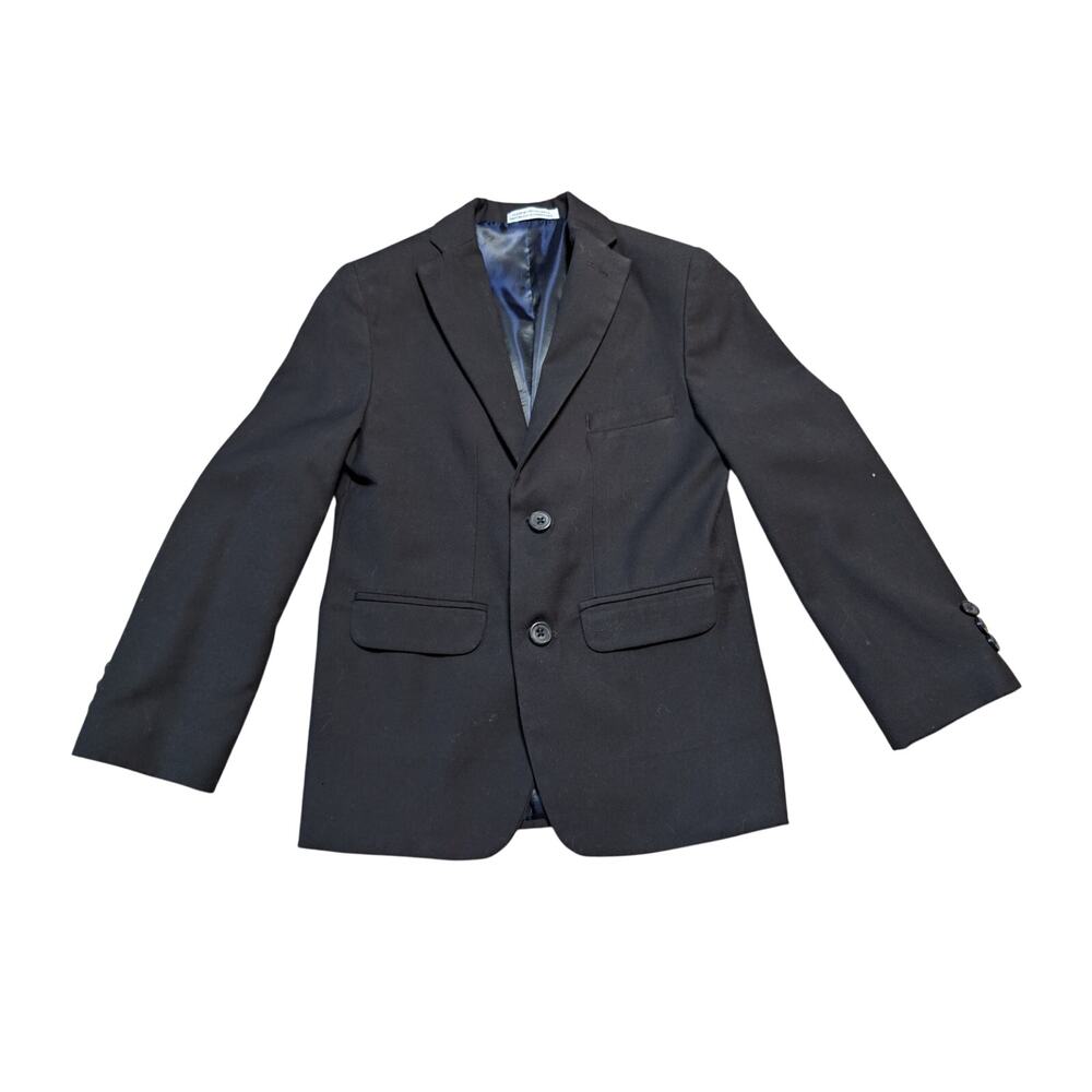 IZOD Boys Black Blazer Suit Jacket Size 8 Regular 2-Button Polyester wool Blend